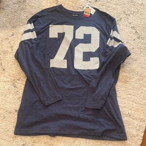 Reebok Navy Blue Long Sleeve Tee with White Stripes